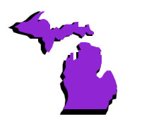 Outline of State of Michigan in purple